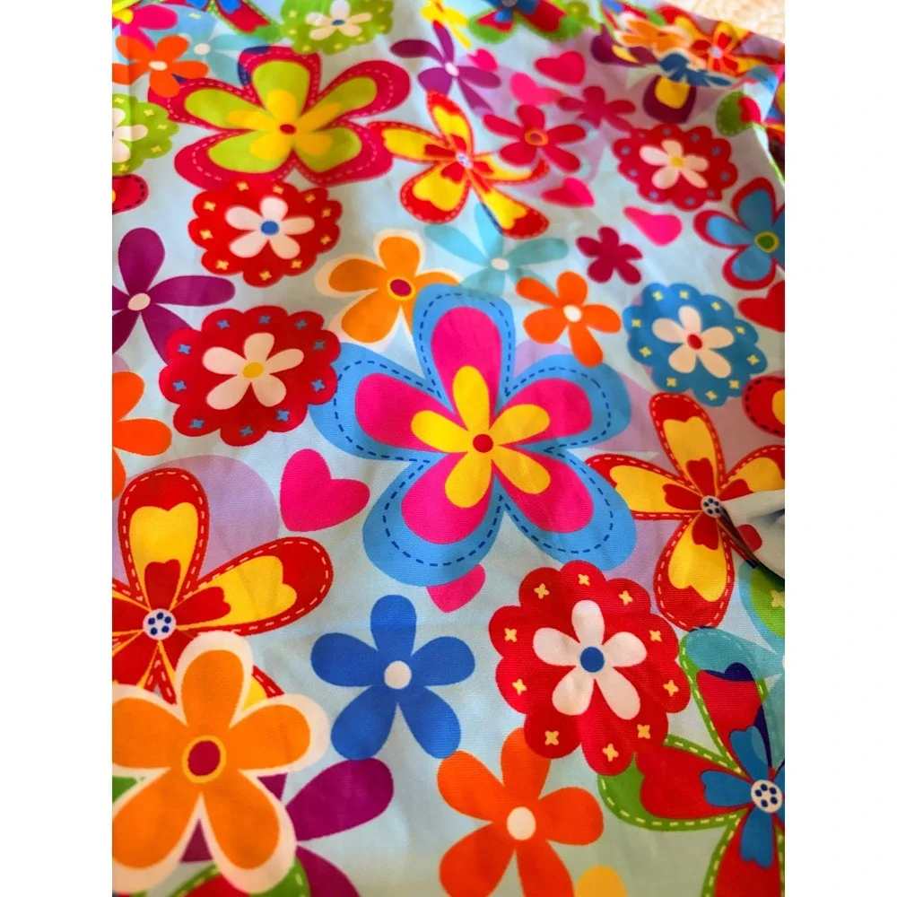 NWOT Little Girl Long Sleeve Colorful Vibrant Floral One-Piece Swimsuit Size 6/7